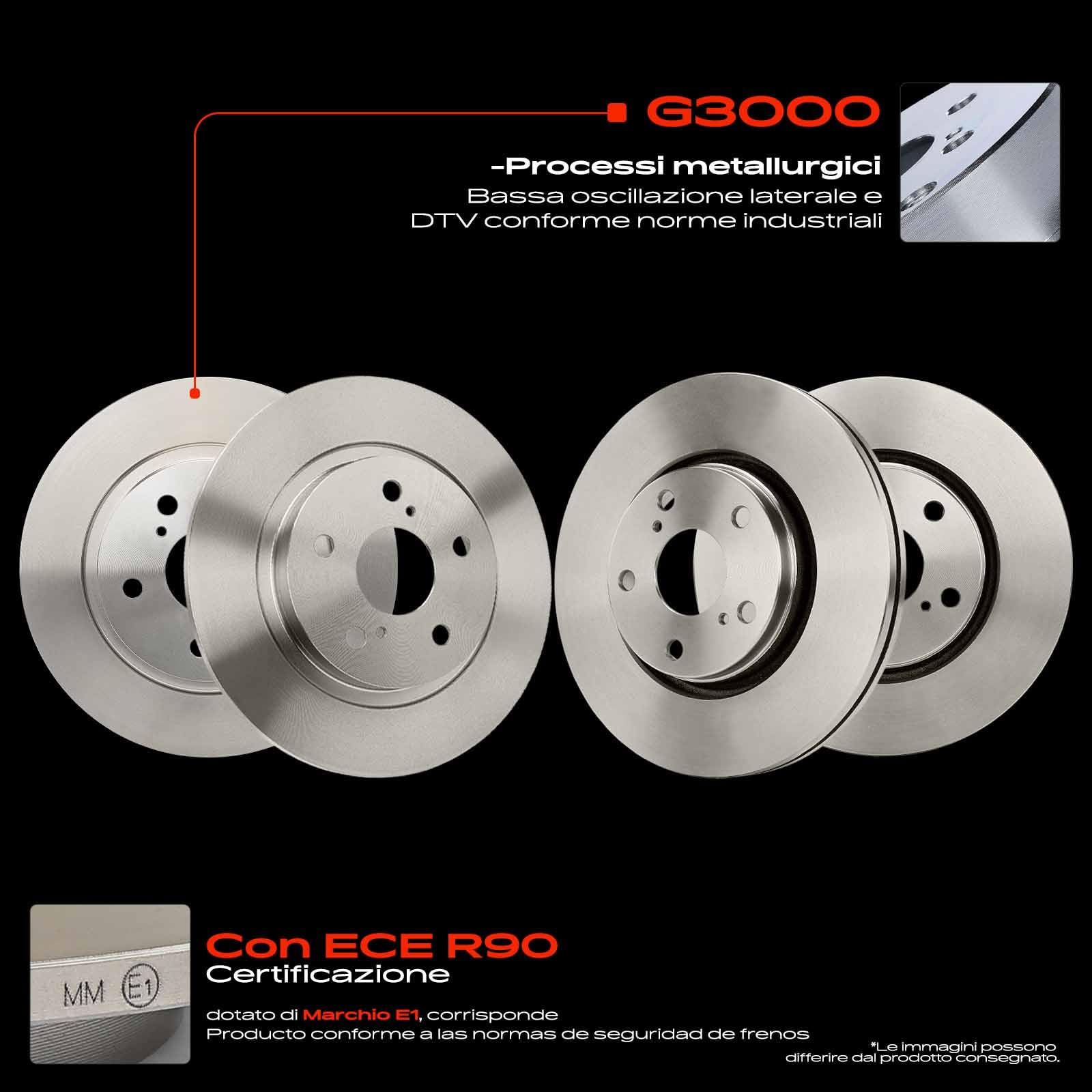 Frankberg Set freni incl. 4x Dischi Freno + 8x Pastiglie dei Freni Anteriore Posteriore Compatibile con Avensi.s Station Wagon T27 Avensi.s Berlina T27 Replace# 0446502170, 04465YZZEE | 04465YZZEE; Compatibile con: A.v.e.n.s.i.s Estate T27, A.v.e.n.s.i.s