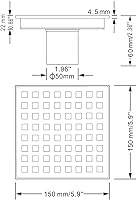 Vista 7 de TRUSTMI Drenaje de ducha cuadrado de 6 pulgadas, color negro mate con rejilla extraíble, cubierta de drenaje de piso de rejilla extraíble, salida