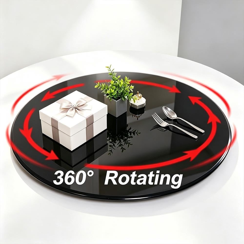 Piatto Girevole in Vetro Nero Lazy Susan Vassoio Girevole Tavolo da Pranzo
