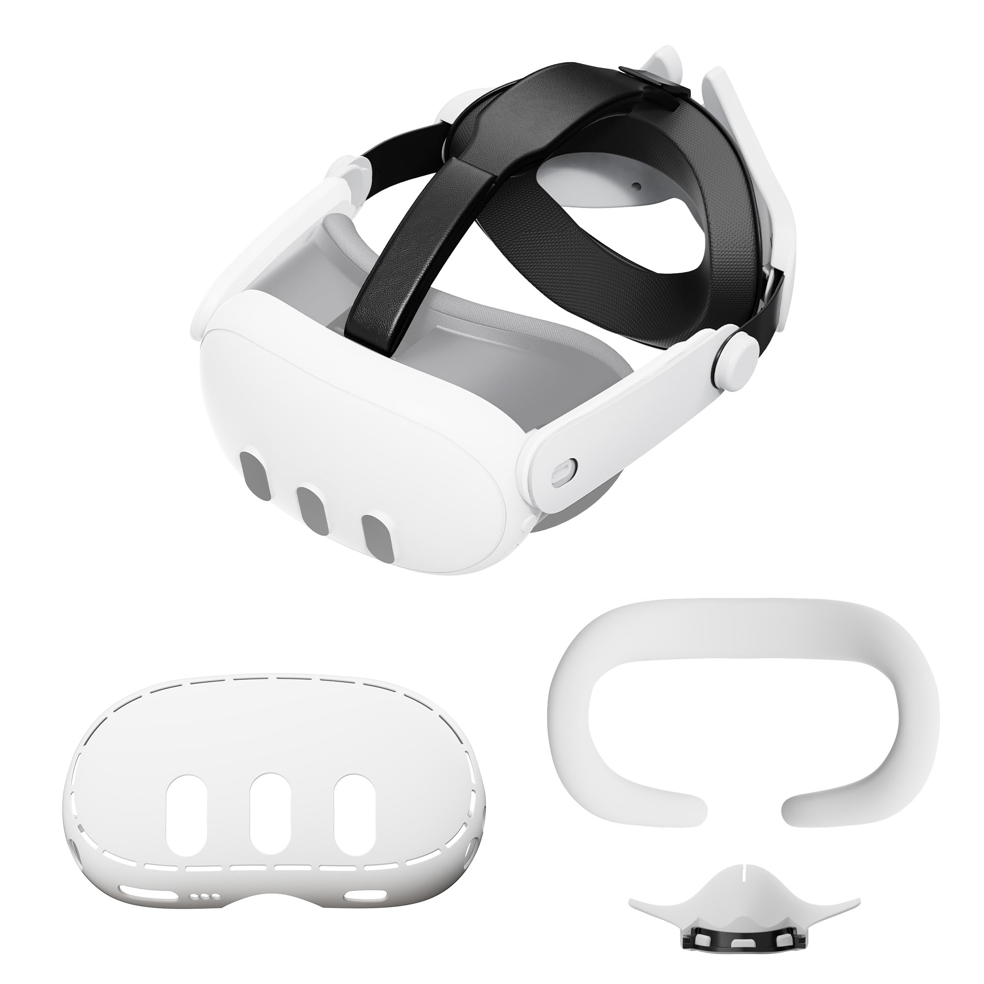 APEXINNO VR Head Strap Set for Meta Quest 3, VR Silicone Cover Accessories for Oculus Quest 3 Headset (white)