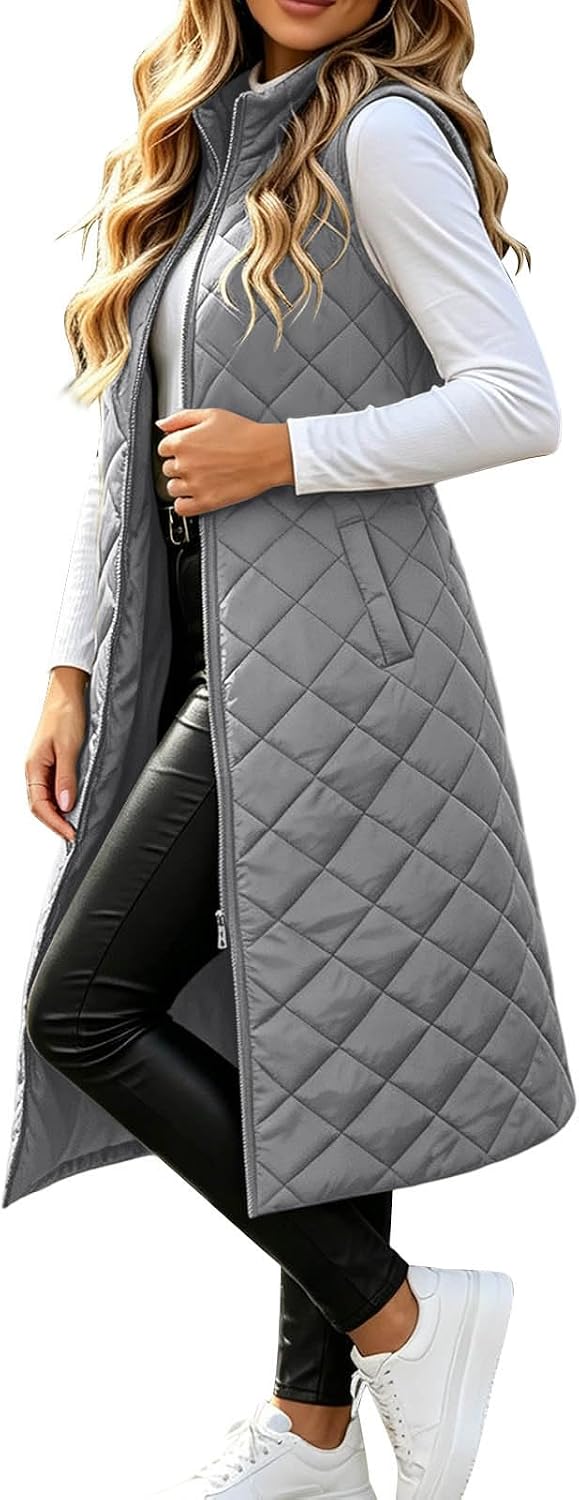 Women's Elegant Long Blazer Vest Lapel Button Down Office Coat | Tweed Blazer Women Long Jacket For Fall Coat Checkered Sweater Vest Womens Jackets Quilted Plus Size Vests Veatzaer Solid