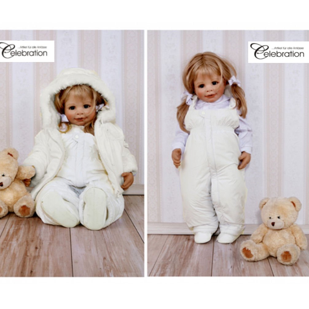 Baby Winteranzug Winteroverall 2-teilig Jacke mit Latzhose ivory Modell 3405 (74)