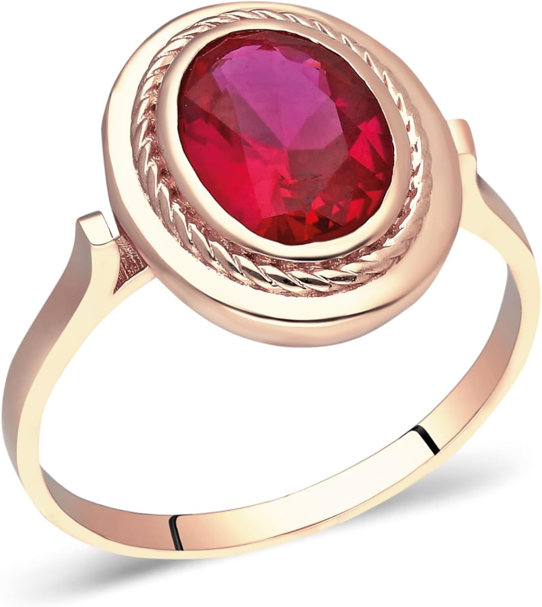 14k Solid Gold Ruby Ring for Ladies | Oval Ruby Statement Ring for Women | Stacking Ruby Ring | July Birthstone Ring | Birthday Gift for Her