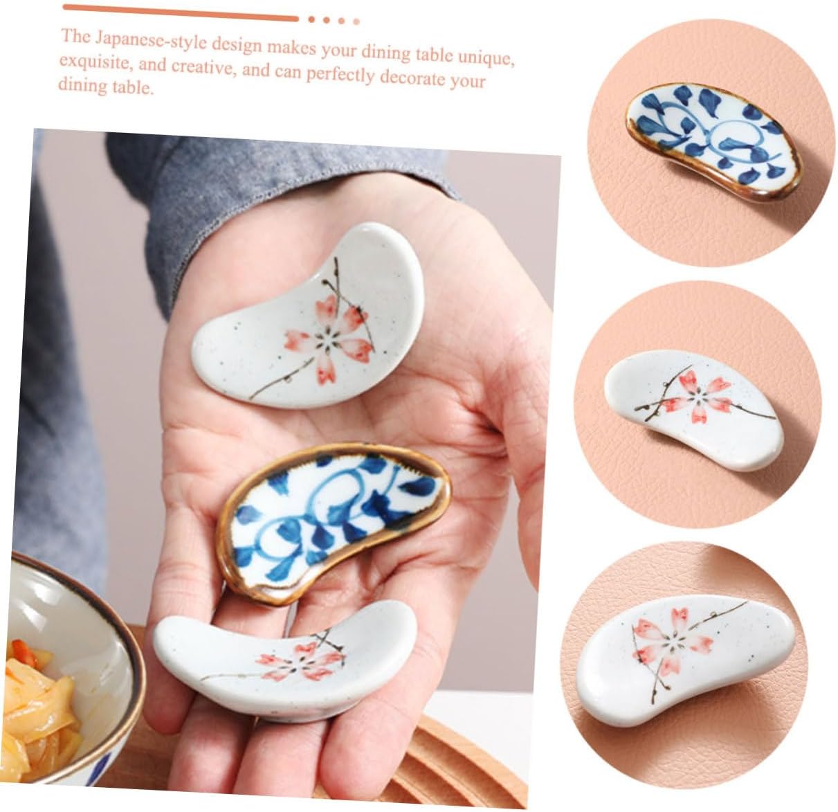 4Pcs Japanese Ceramic Chopstick Rests Spoon Holder Reusable Tabletop Utensil Rests for Kitchen and Restaurant Cute Decorative Ceramic Tool