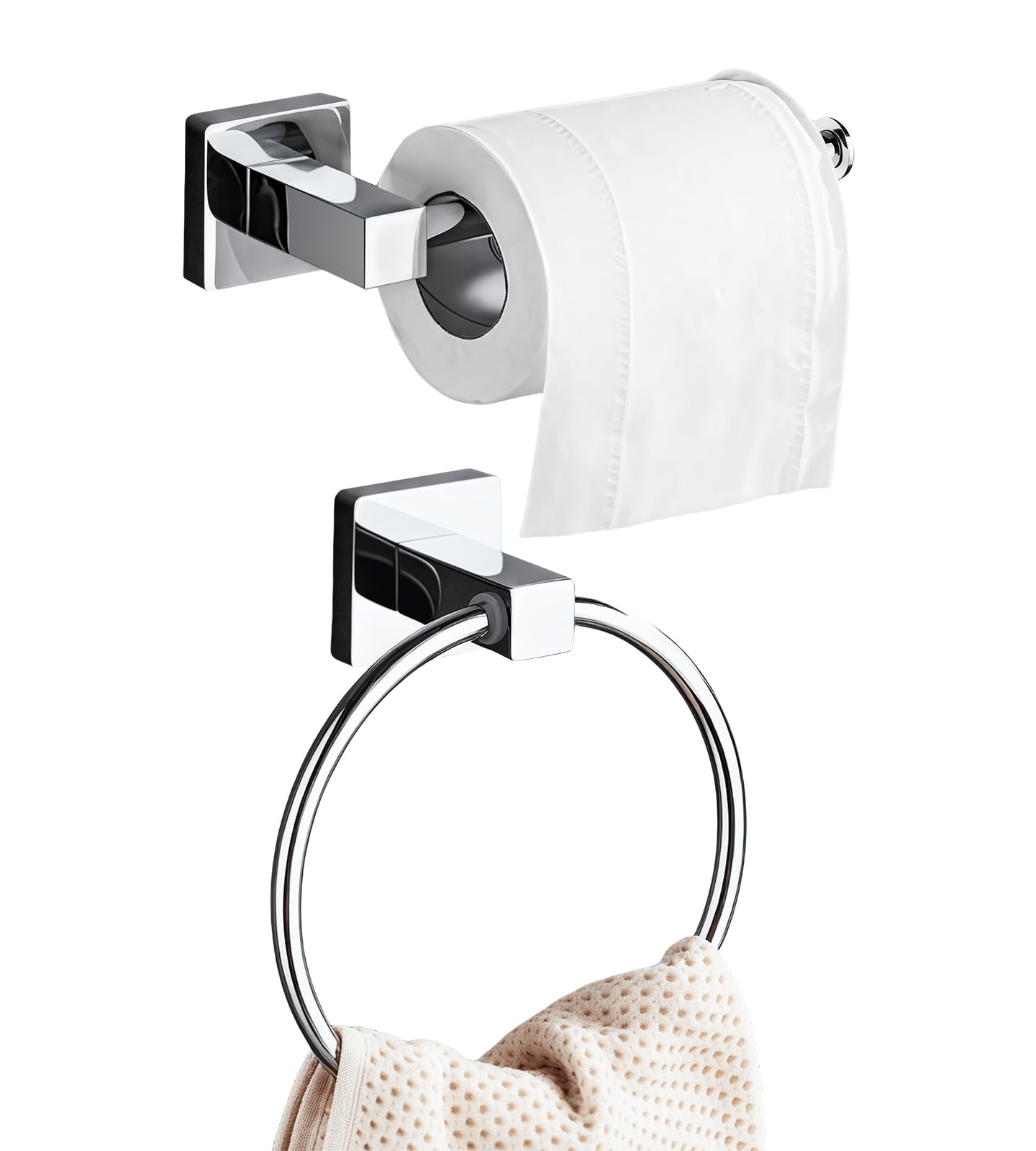 Betadistor Toilet Roll Holders and Towel Ring Wall Mounted, Chrome Bathroom Accessories Toilet Paper Holder