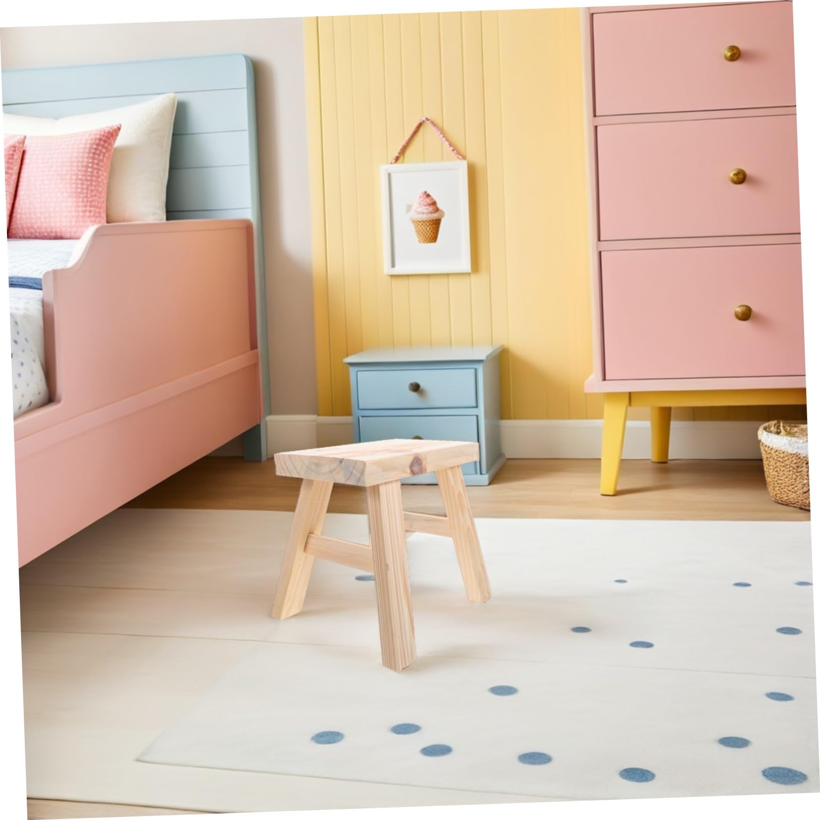 TOYANDONA Drewniany Podnóżek Drewniane Krzesło Dla Małych Dzieci Stołek Kuchenny Dla Małych Dzieci Solidny Drewniany Stołek Dziecięcy Dziecięcy Podnóżek Do Nauki