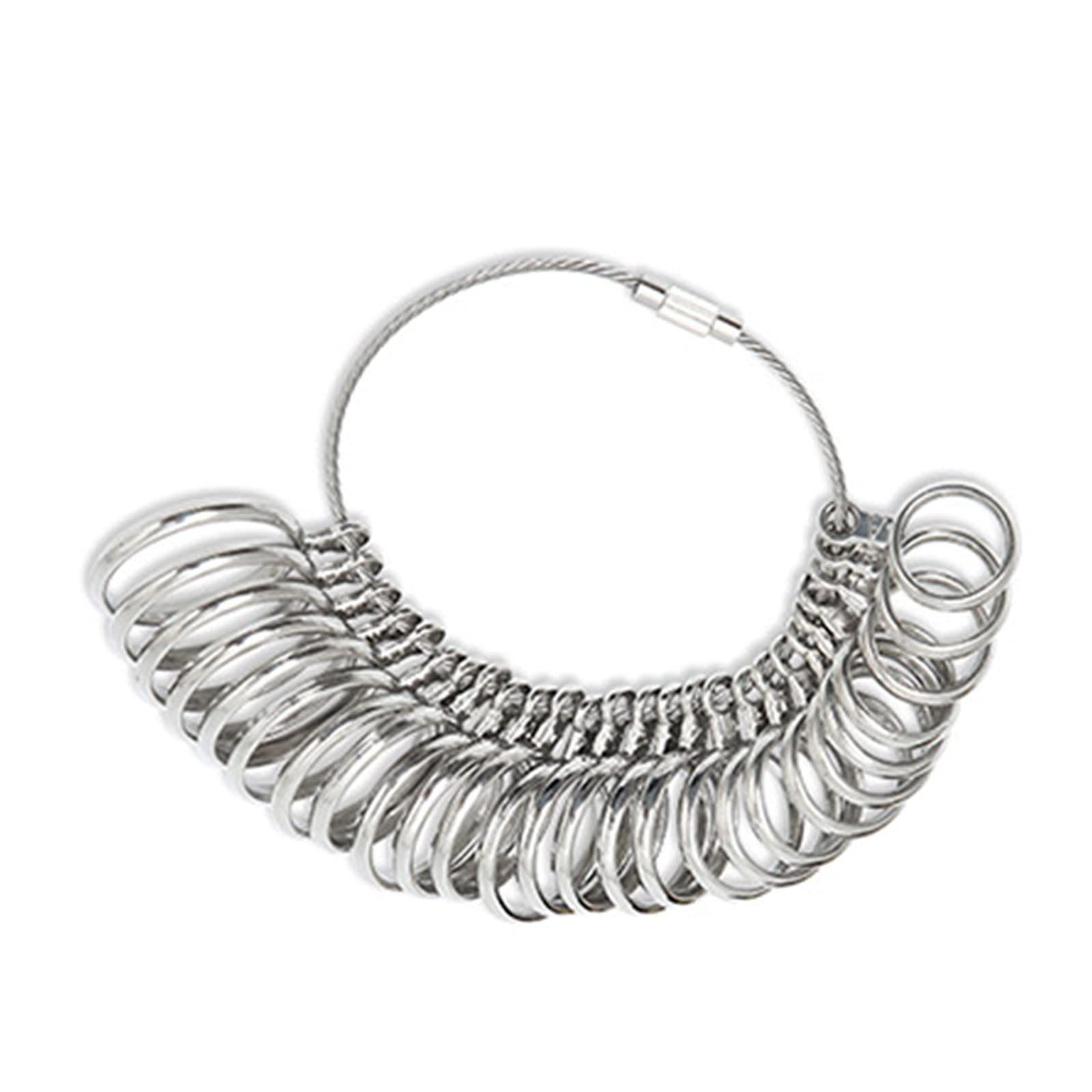 2 pièces Mesure de Taille de Doigt Set, Mesure Bague Doigt, Mandrin à anneau pour mesurer le diamètre des anneaux, taille standard Royaume-Uni, UE, États-Unis (argent)