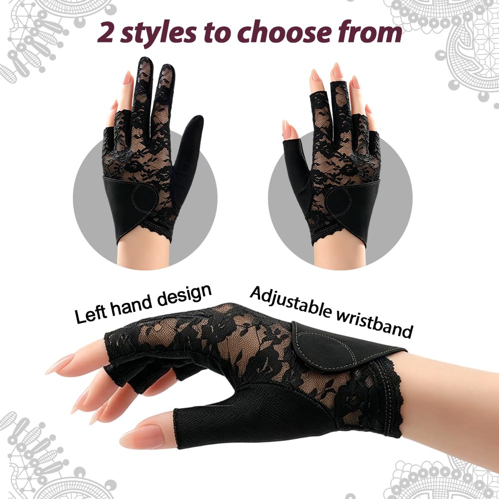 Billardhandschuh für Damen, Eleganter Spitzen-Billard-Handschuh für die Linke Hand, Rutschfester Snooker-Handschuh mit Silikon-Grip, Atmungsaktiver Queue-Handschuh für Pool-Billard Zubehör