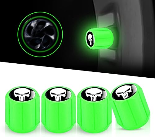 Miniatura 1 de Ajxn 4 tapas de vástago de válvula de neumático de automóvil B&W con estampado de bandera estadounidense, cubierta de tapas de aire luminosas,