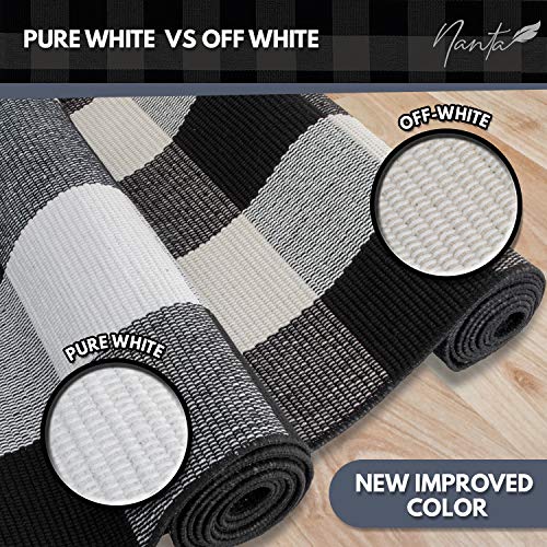 Nanta Cotton Buffalo Plaid Rug 5.5’ X 7.5’ (67" X 90") Buffalo Check Rug Black And White Rug Indoor Outdoor #TOP3