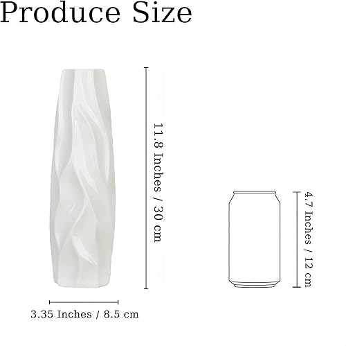 Miniatura 2 de TDIAVH Florero de cerámica blanca, jarrones modernos texturizados de 12 pulgadas de alto para decoración del hogar, granja, centros de mesa,