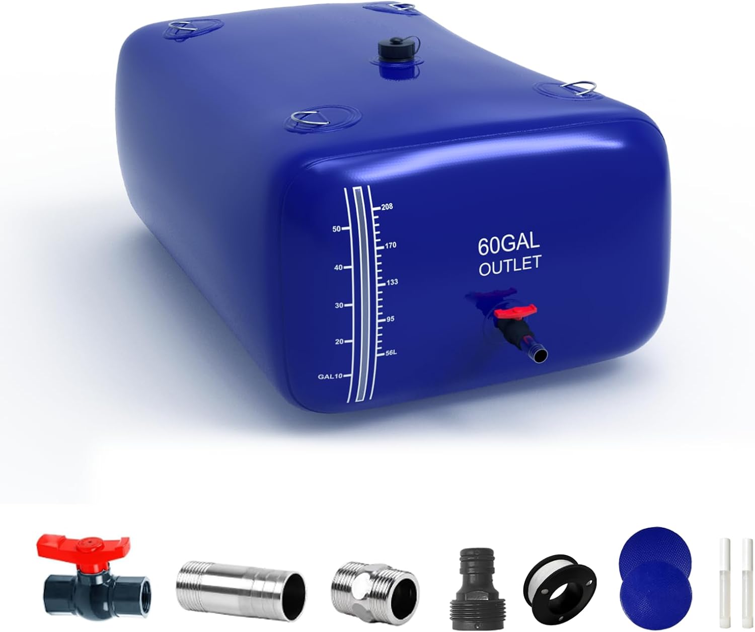60 Gallon Water Bladder - 1000D PVC Blue RV Water Tank, Portable Collapsible Storage Bladder Containers for Gardens, Camping, Emergency Use