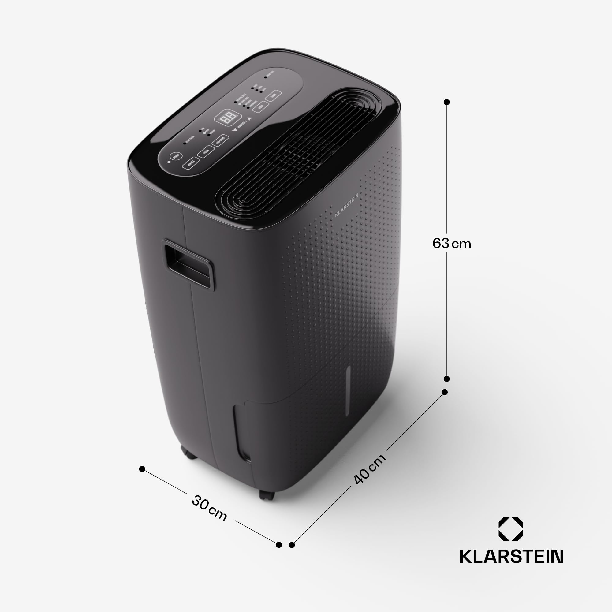 Klarstein DryFy Connect 60L Osuszacz powietrza, 60L/24h, Sterowanie aplikacją WiFi, Zbiornik 8L, Timer, Osuszacz do pomieszczeń 45-65m², Automatyczne wyłączanie, Przenośny, Antracytowy