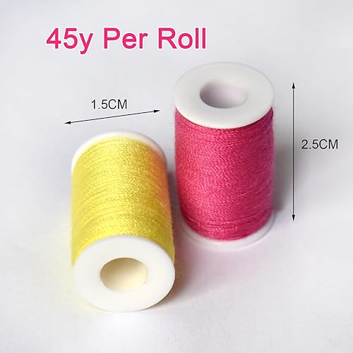 Miniatura 2 de Juego de hilos de coser multiusos, 42 colores surtidos de colores arcoíris y práctico kit de hilos de poliéster blanco y negro, incluye 9 agujas de