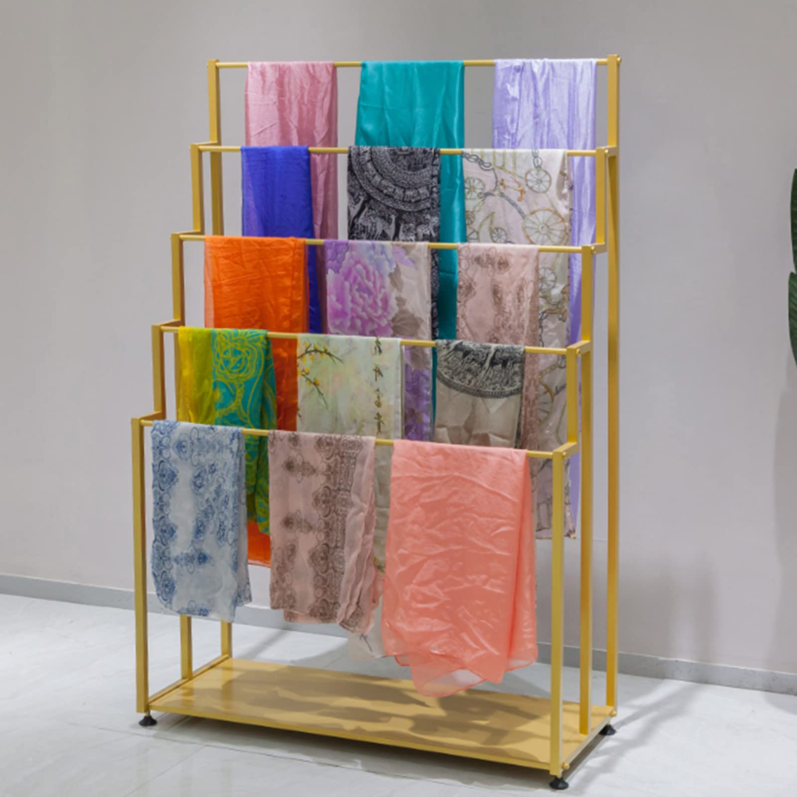 UWYTGF Scarf Holder Organizer,Towel Rack Stand,Scarf and Belt Hanger,Scarf Display Rack,Commercial Silk Scarf Blanket Rack,for Bedroom,Gold,120Cm