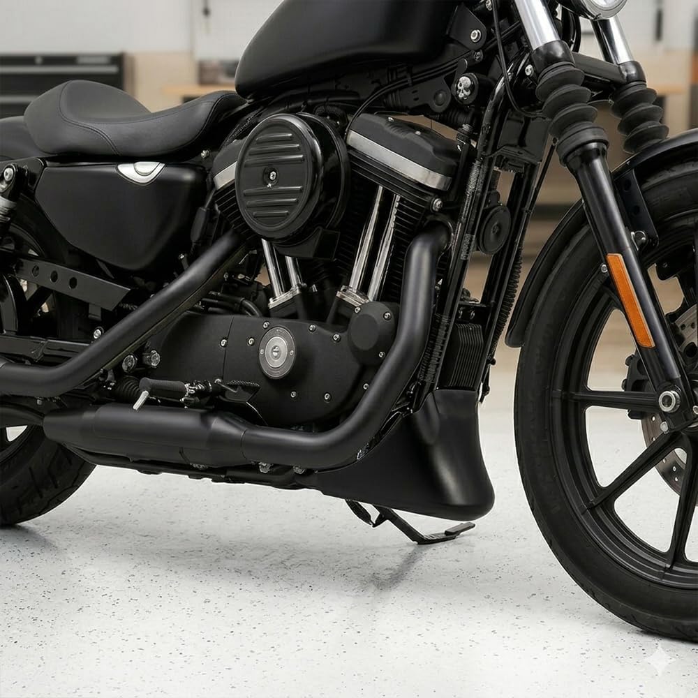 Motorcycle Accessories Belly Pan Spoiler Air Dam Chin Fairing Lower Cover Cowl Engine Cover Fairing Exhuast Guard for Sportster XL 1200 Iron 883 Bellypan (Matt Black)