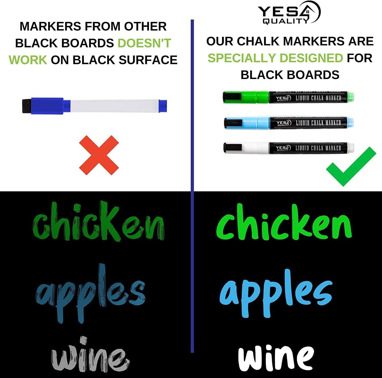 YES4QUALITY Magnetic Liquid Chalk Markers, 3 Pack, Vibrant Neon Colours with 3 mm Fine Bullet Tip - Image 4