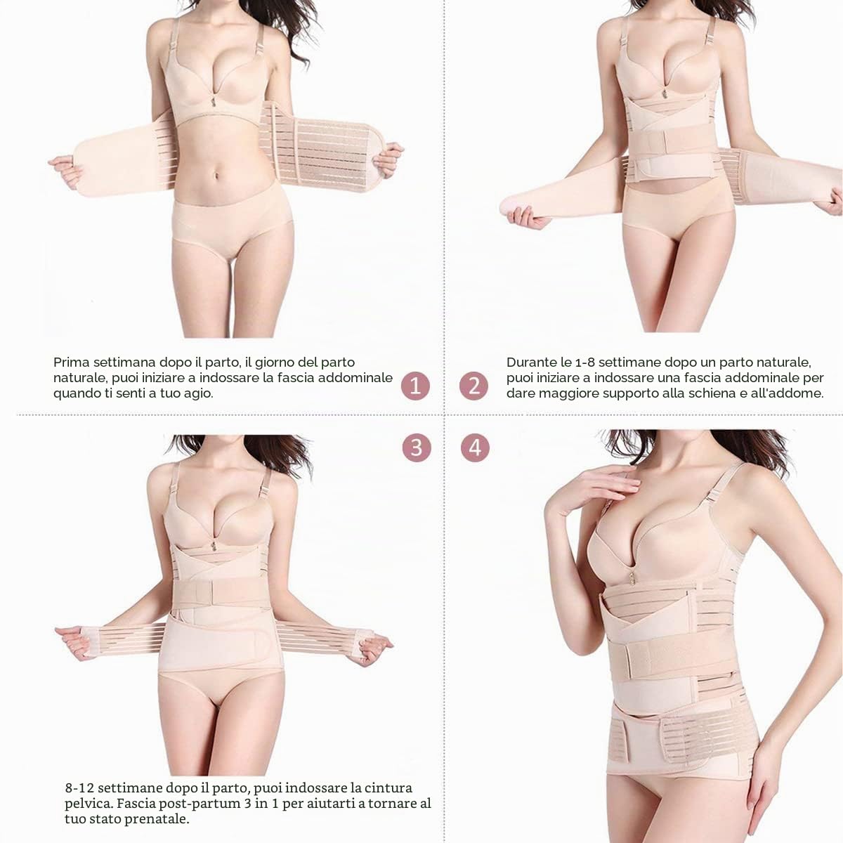 Pancera Post Parto Fascia Cesareo: 3 In 1 Guaina Panciere Post Parto Naturale - Fascia Contenitiva Donna Pancia Guaina Post Operatoria Addominale