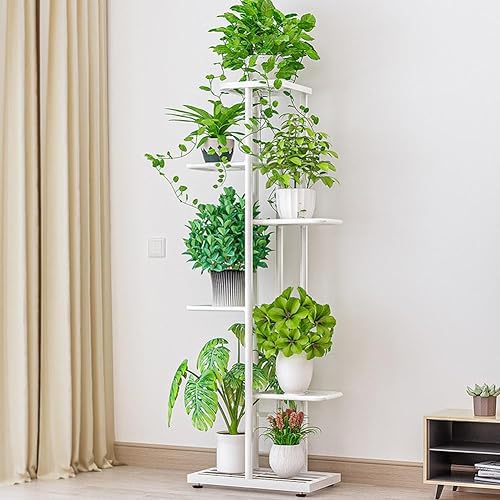 Soporte para plantas, estante para plantas de 6 niveles y 7 macetas, antideslizante, impermeable, soporte para flores, soporte para macetas para
