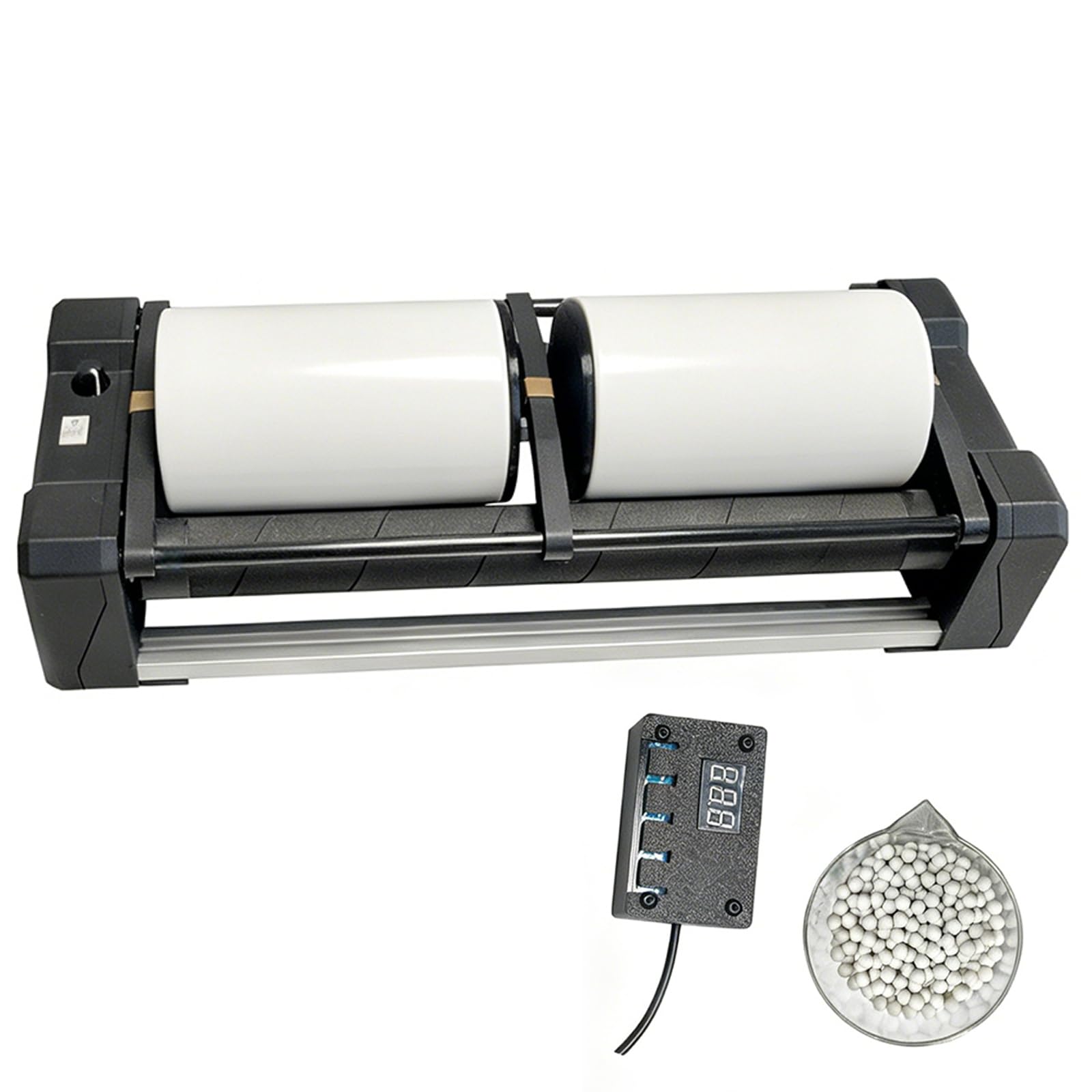 Labor-Tisch-Kugelmühle, horizontaler Schleifpolierer mit 0,4 l Keramikglas und 30–150 ml Kapazität und digitalem Timer, horizontale Kugelmühle, Poliermaschine für Schmuckherstellung, Dual-0,4