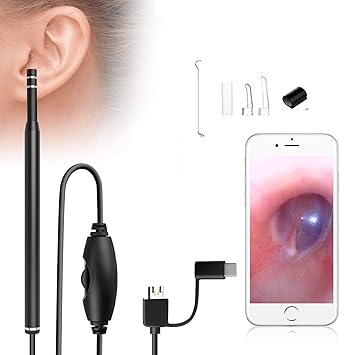 ZORBES 1.5m Ear Otoscope USB Microscope Borescope Inspection Camera with 6LED 5.5mm