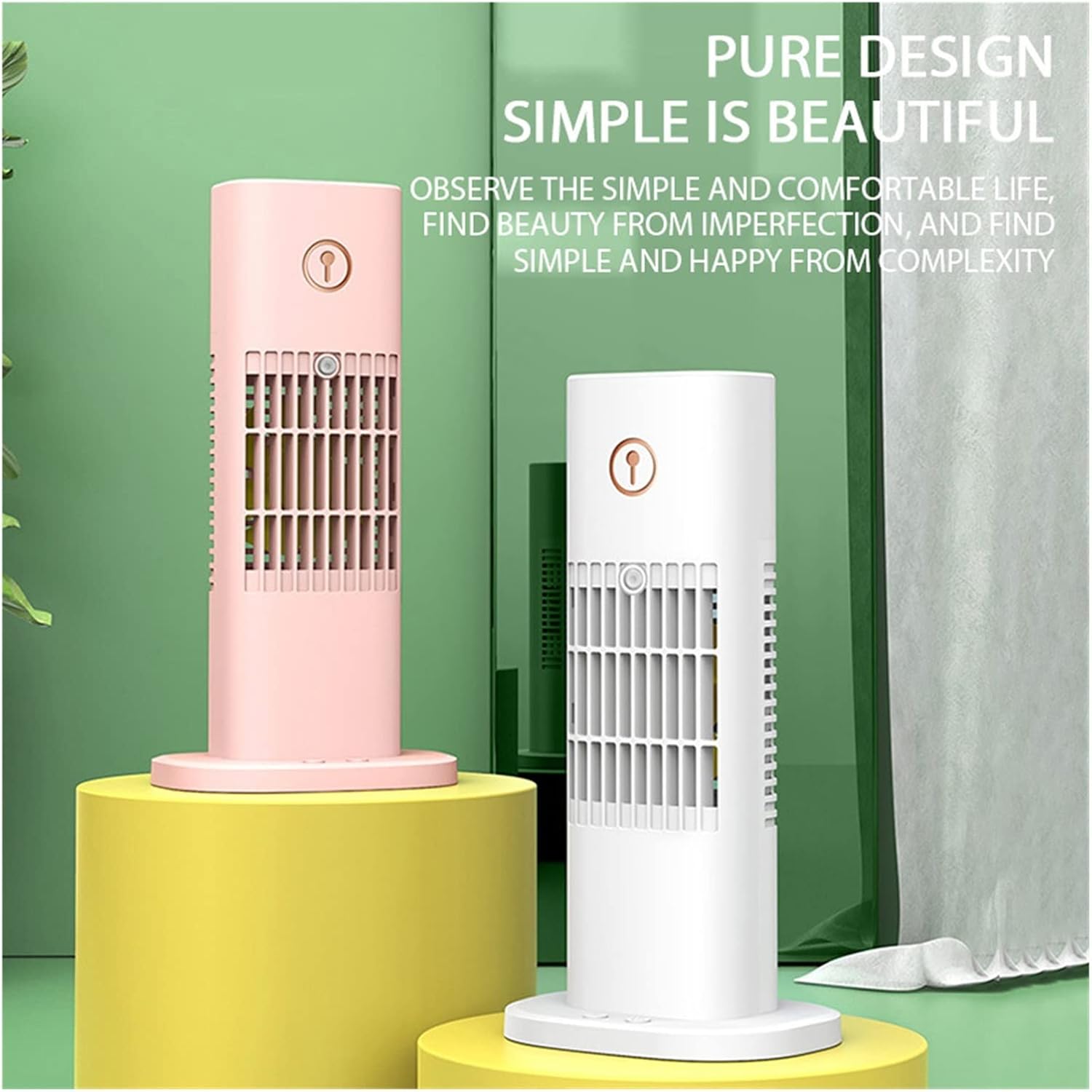 ポータブルミニエアコン空気クーラーファンホームオフィス水冷デスクトップファン加湿スプレー扇風機(White)