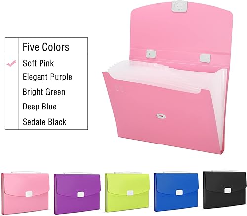 Miniatura 12 de Carpeta de archivos expandible de 13 bolsillos, organizador mensual de archivos de acordeón, tamaño carta, carpeta de documentos tamaño A4 con asa