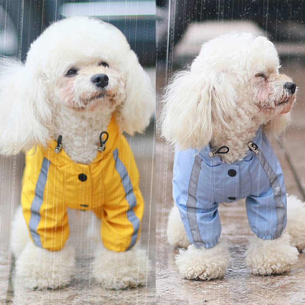 Chubasquero para Perros, Impermeables Reflectantes for Perros pequeños, Grandes y Gatos, Mono Impermeable, Chaqueta con Capucha for Exteriores, Ropa for Cachorros(Blue,L)
