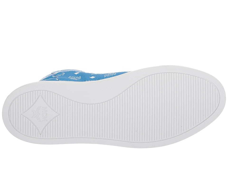 

MCM White Logo High Top Visetos Sneakers (White Logo/Tennis Blue) Men's Shoes