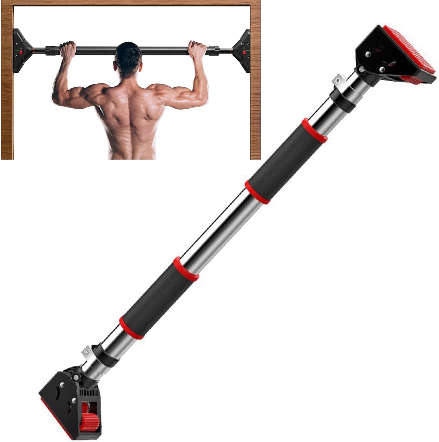 AORTD Pull Up Bar, Chin Up Bar, Supports 28.3-38.6 inches (72-98 cm), Load Capacity 881.8 lbs (400 kg), Pull Up Bar, Strength Training, Hanging Health Device, Home Strength Training, Pull Up