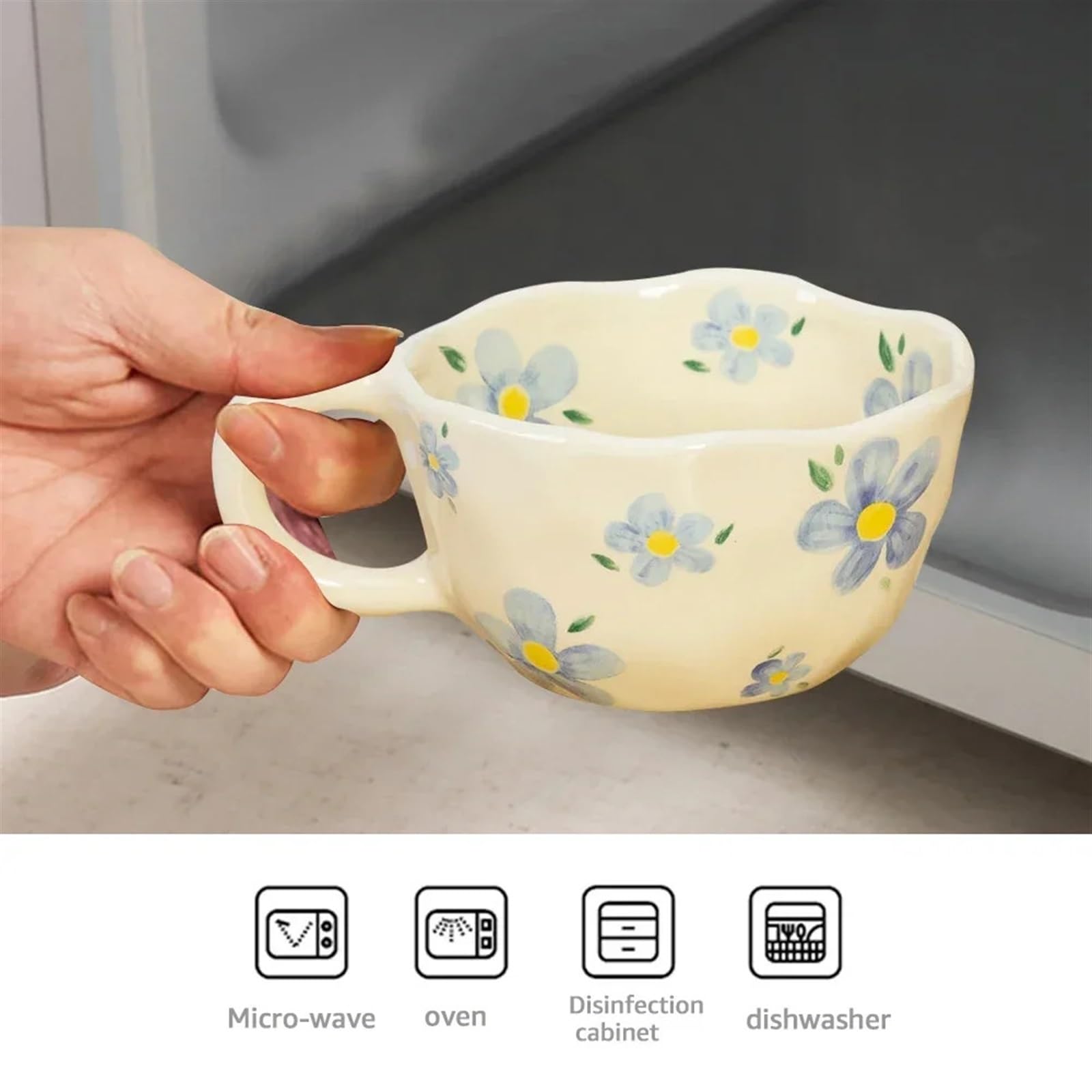 Tazza in Ceramica, Bevanda per la Colazione con Fiocchi d'avena Irregolari, Realizzata a Mano
