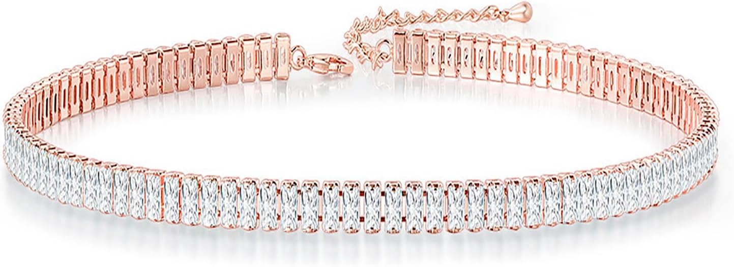 Women Tennis Choker Necklace，Classic Cubic Zirconia Brass Dainty Sparking Tennis Necklace Bridal Bridesmaids Wedding Birthday Mother's Day Jewelry Gifts 14”