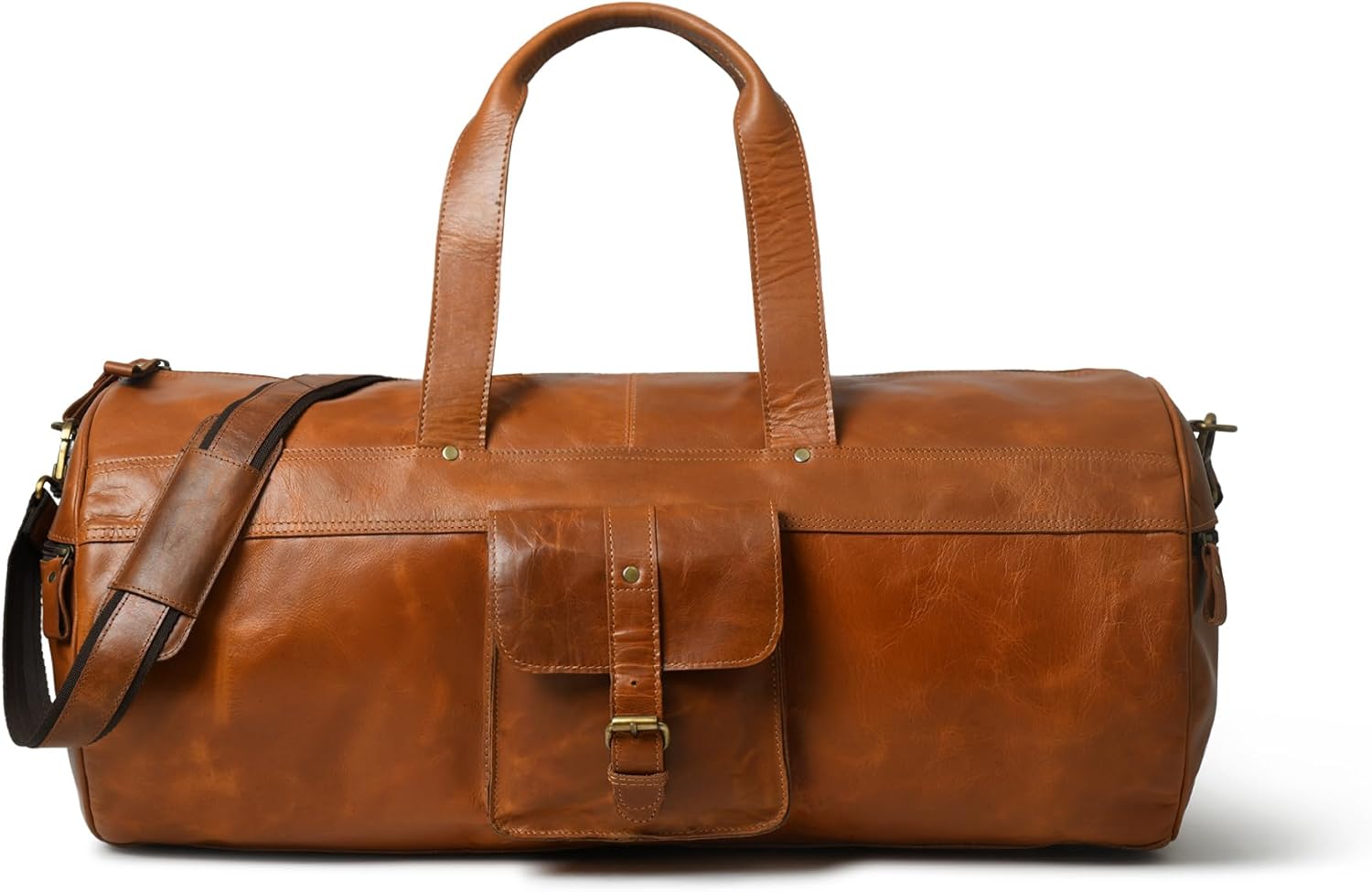 Leather Duffel Bags for Men and Women 24 Inch | Carry On Garment Mens Holdall for Gym Sports | Full Grain Leather Travel Overnight Weekend Duffle Bag | Vintage Classic Style Cabin Luggage Bag