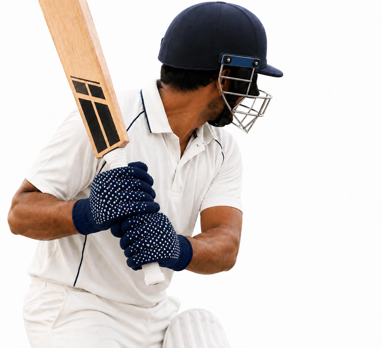 Cricket Tennis Ball Batting Gloves, Blue, Non-Slip Dotted Palm, Flexible Fabric, Breathable Design for Net Practice and Training, Pair of (1, Navy Blue)-image-21