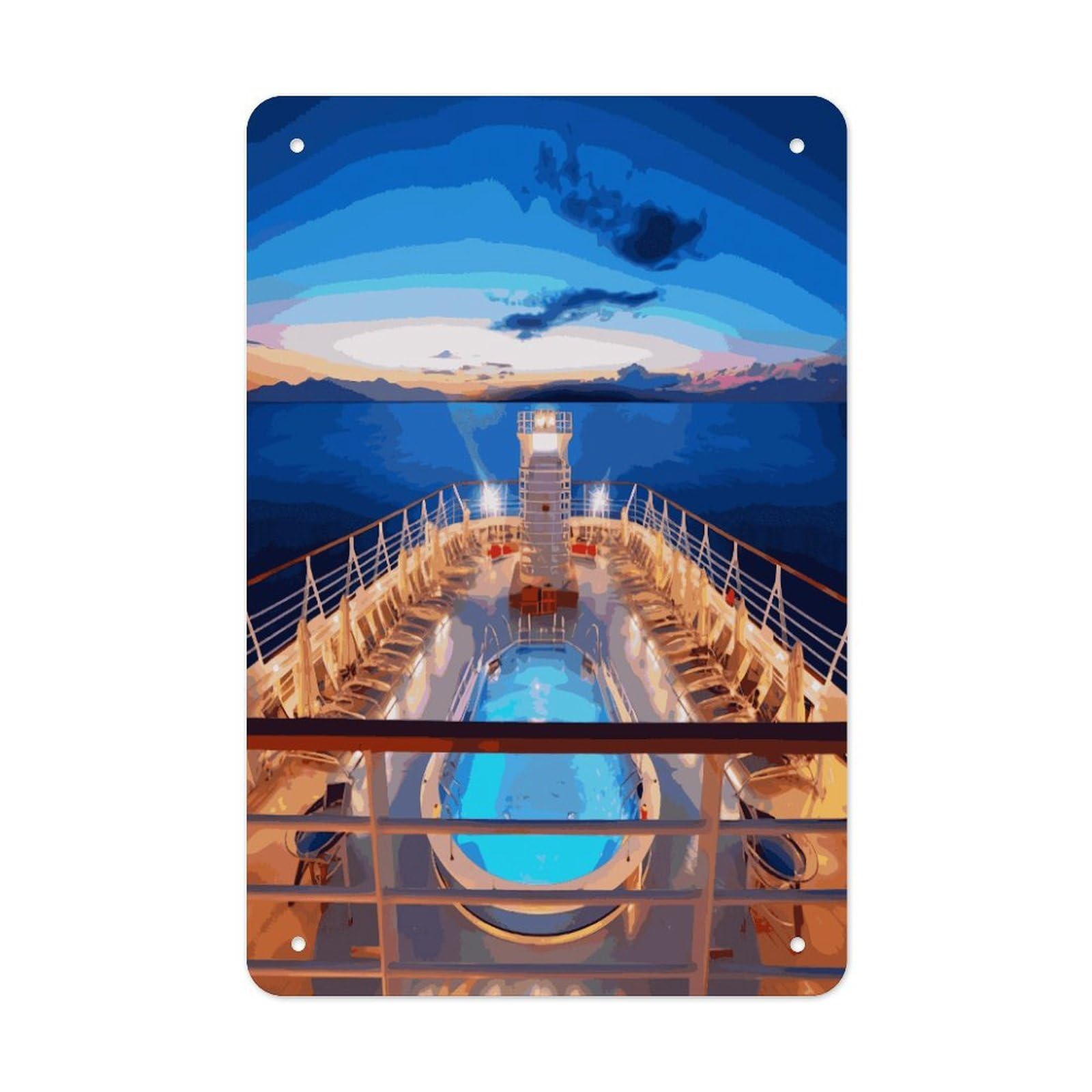 LDGSUPH Pool Party Cruise Ship Wall Art Prints Folded Edge Iron Sheet Painting with Holes for Wall Prints Decorative Picture Metal Signboard Decor Painting for Outdoor Indoor Wall Decor