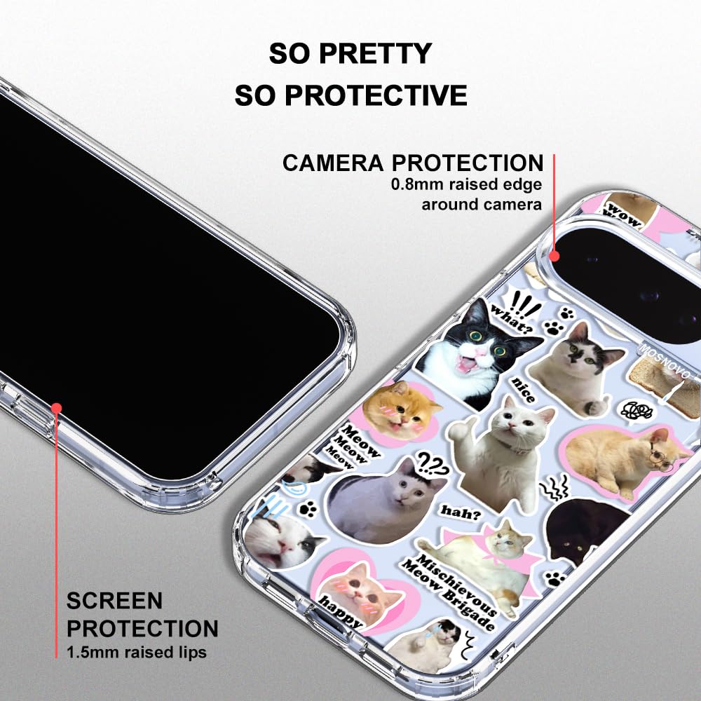 MOSNOVO Case for Google Pixel 10 & Pixel 10 Pro, [Buffertech 6.6ft Military-Grade Drop Protection] [Anti Peel Off Tech] Clear TPU Bumper Phone Case Cover Design - Cute Cherry — view 78