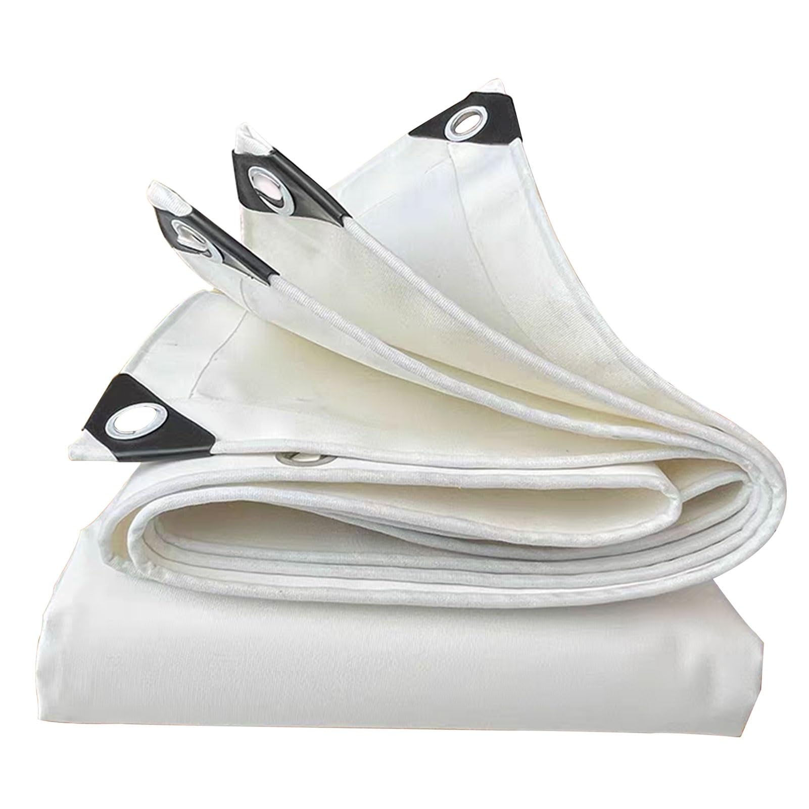 Tarpaulin Heavy Duty Tarp Sheet Cover, Canvas Tarp White 600GSM Multiple Sizes Reinforced Grommets Outdoor Cover(2x5m(6.5ftx16.4ft))