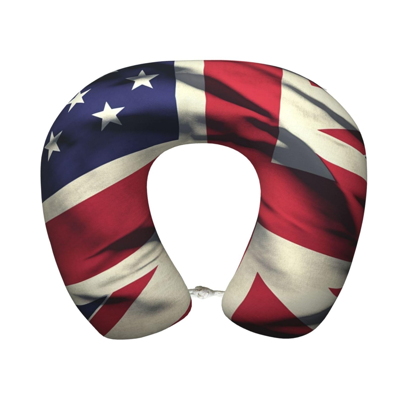 peiyeety USA UK Flag Travel Pillow Memory Foam - Comfortable U Shape Neck Pillows for Sleeping, Neck and Head Support Portable Airplane Pillow Adjustable Flight Pillow, Washable Cover