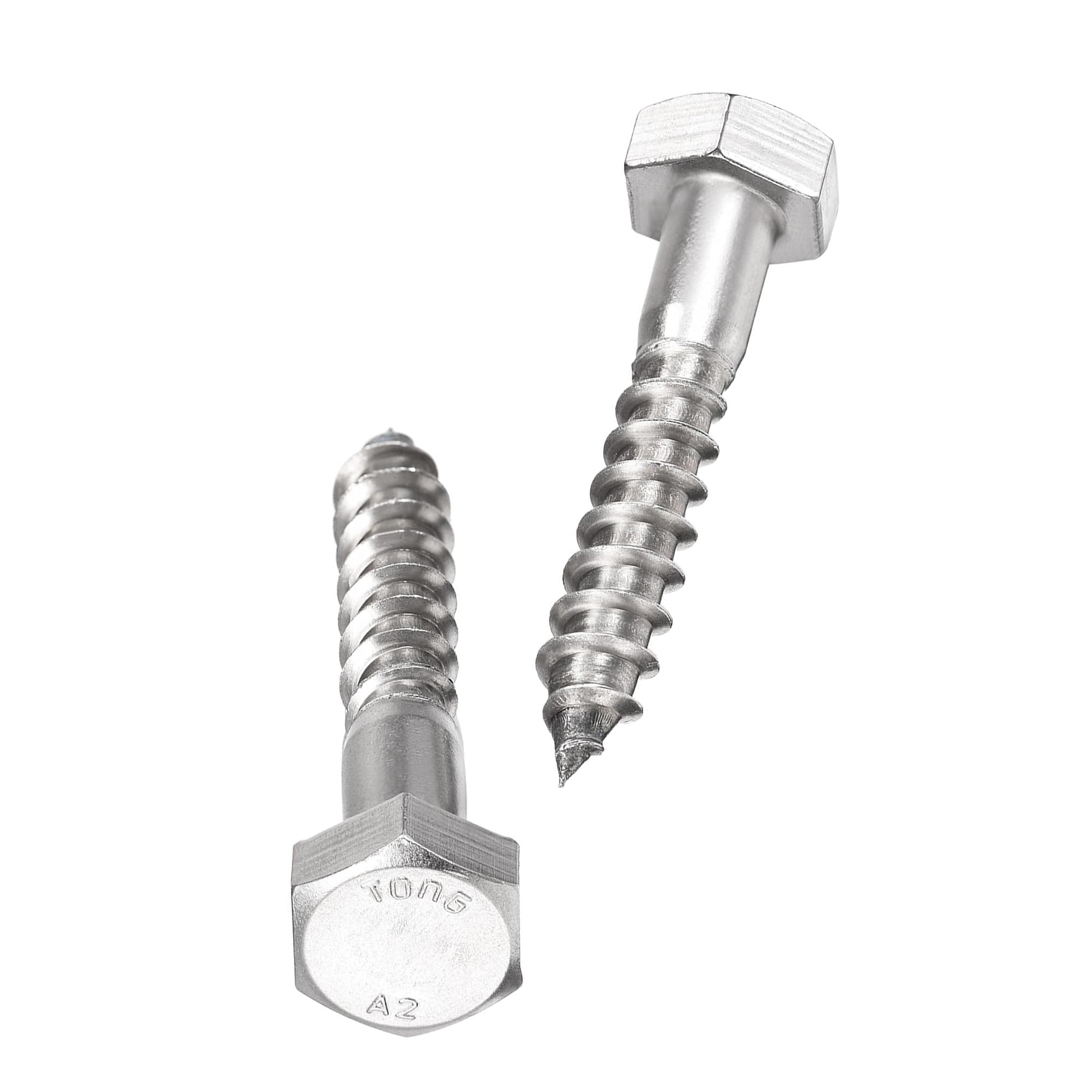 Unifizz 10 Pcs Hex Lag Screws, M10 x 60mm 304 Stainless Steel Wood Bolts
