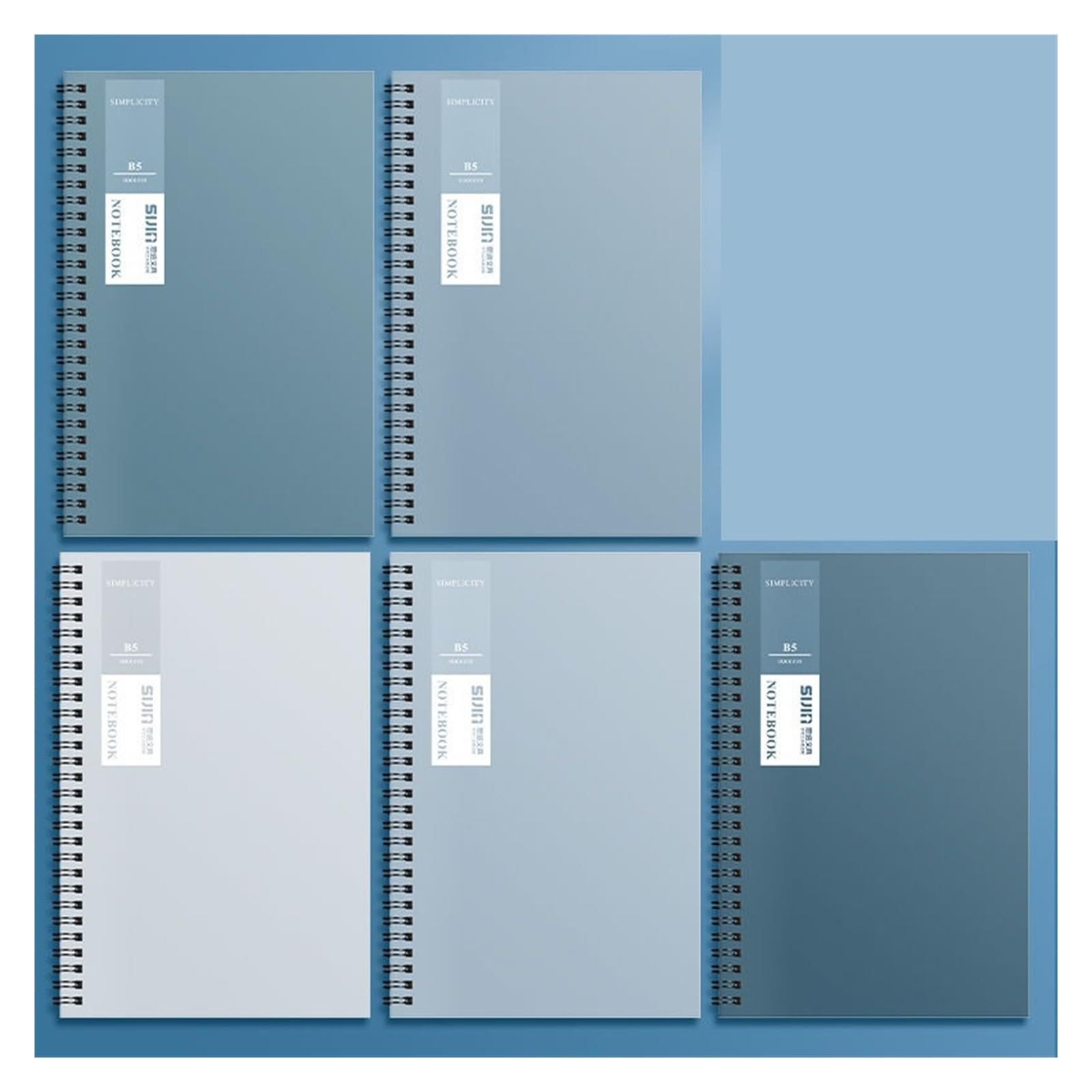 spiralbuch 5 Pcs 120 Seiten Vintage A5/B5 Memo Journal Notebook Spirale Design Student Schreibwaren Büro Liefert(A5 Simple blue)