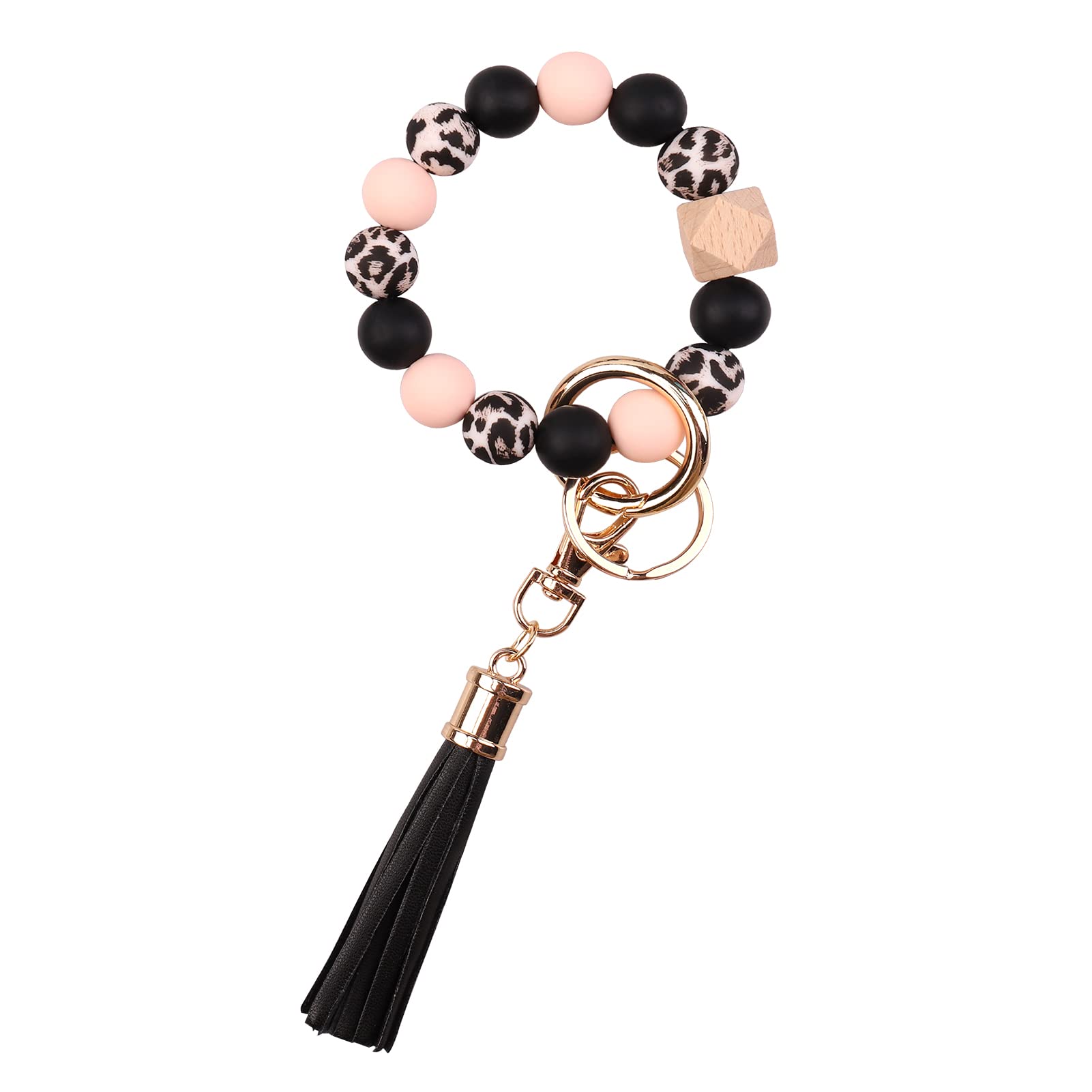 CHUQING Schlüsselanhänger Armband Autoschlüsselanhänger Perlen Schlüsselarmband Schlüsselbund auto Frau Schlüsselkette Silikonperlen Schlüsselband Kurz für Damen Frauen