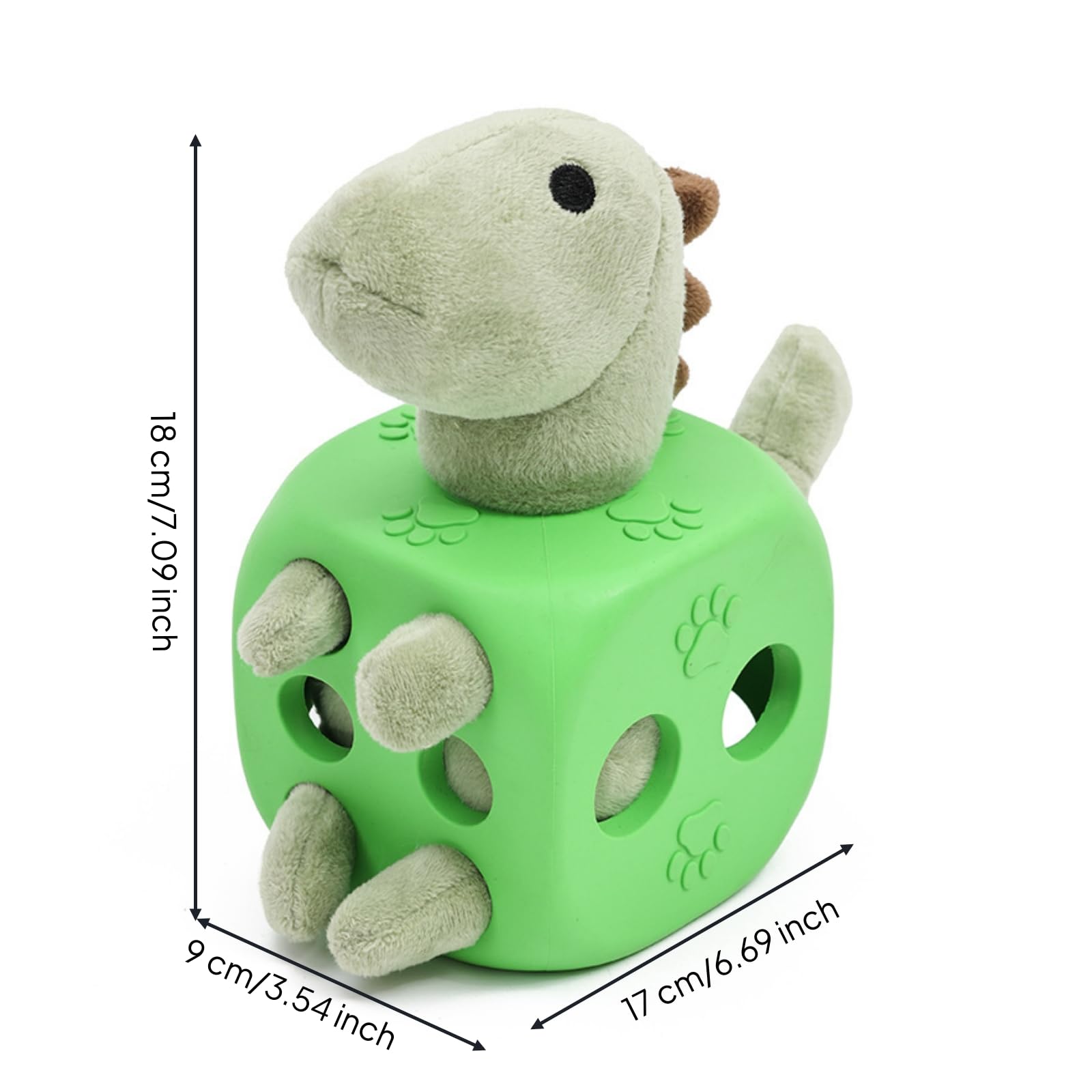 Gioco a Forma di Dinosauro Cigolante | Masticabile, Giocattolo di Peluche con Squeaker, Stimolante, Gioco per Cani con Squittio, Casa, Addestramento, Cuccioli