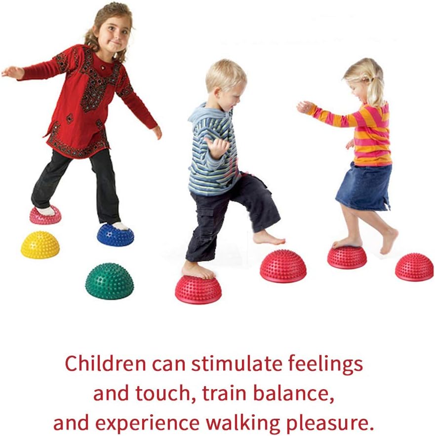 YEIBOBO ! Sensory Balance Pods Hedgehog Stability Balance Trainer Dots for Kids and Adults- Set of 6 Half Dome Stepping Stones for Exerise