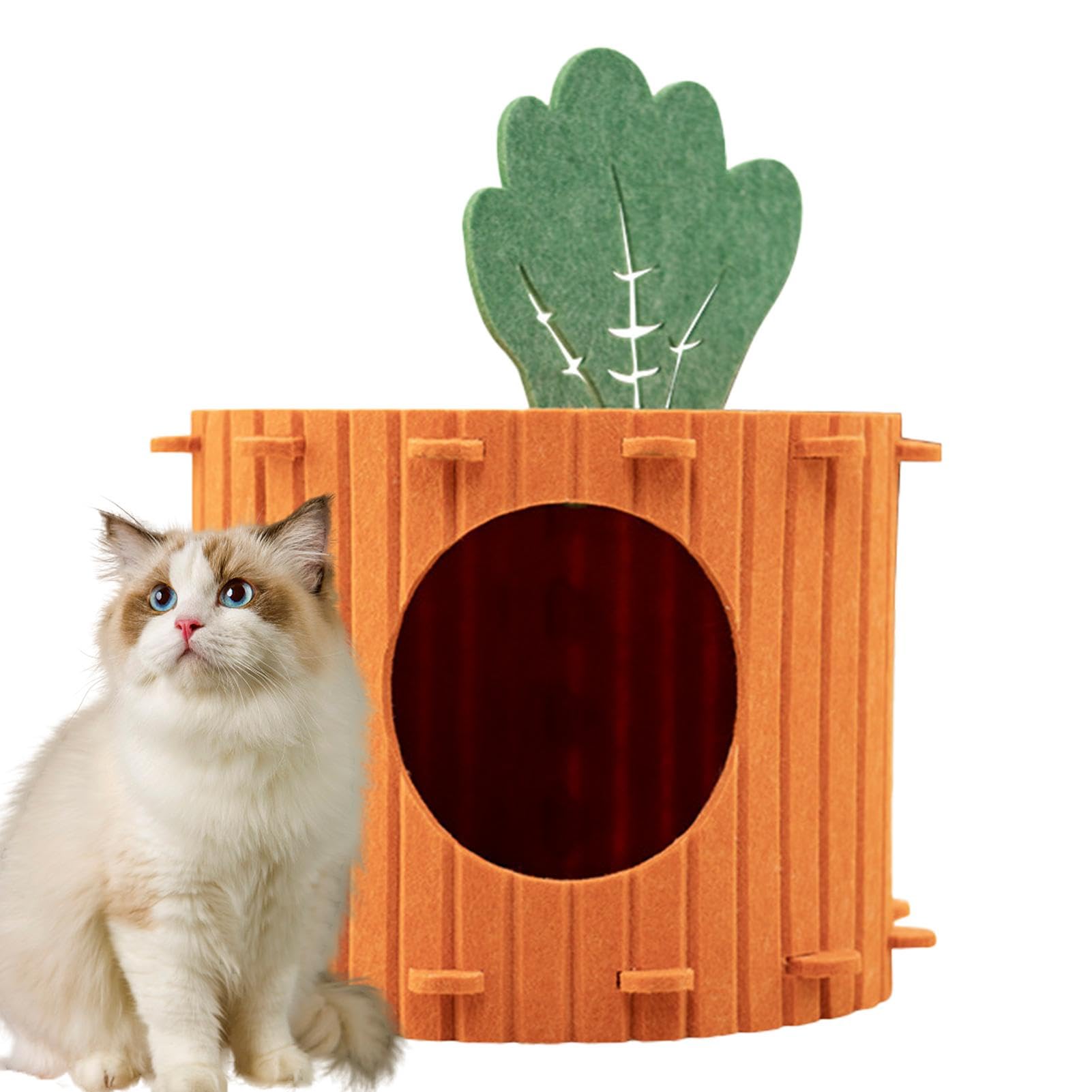 Niche en feutre pour chat carotte lavable et empilable