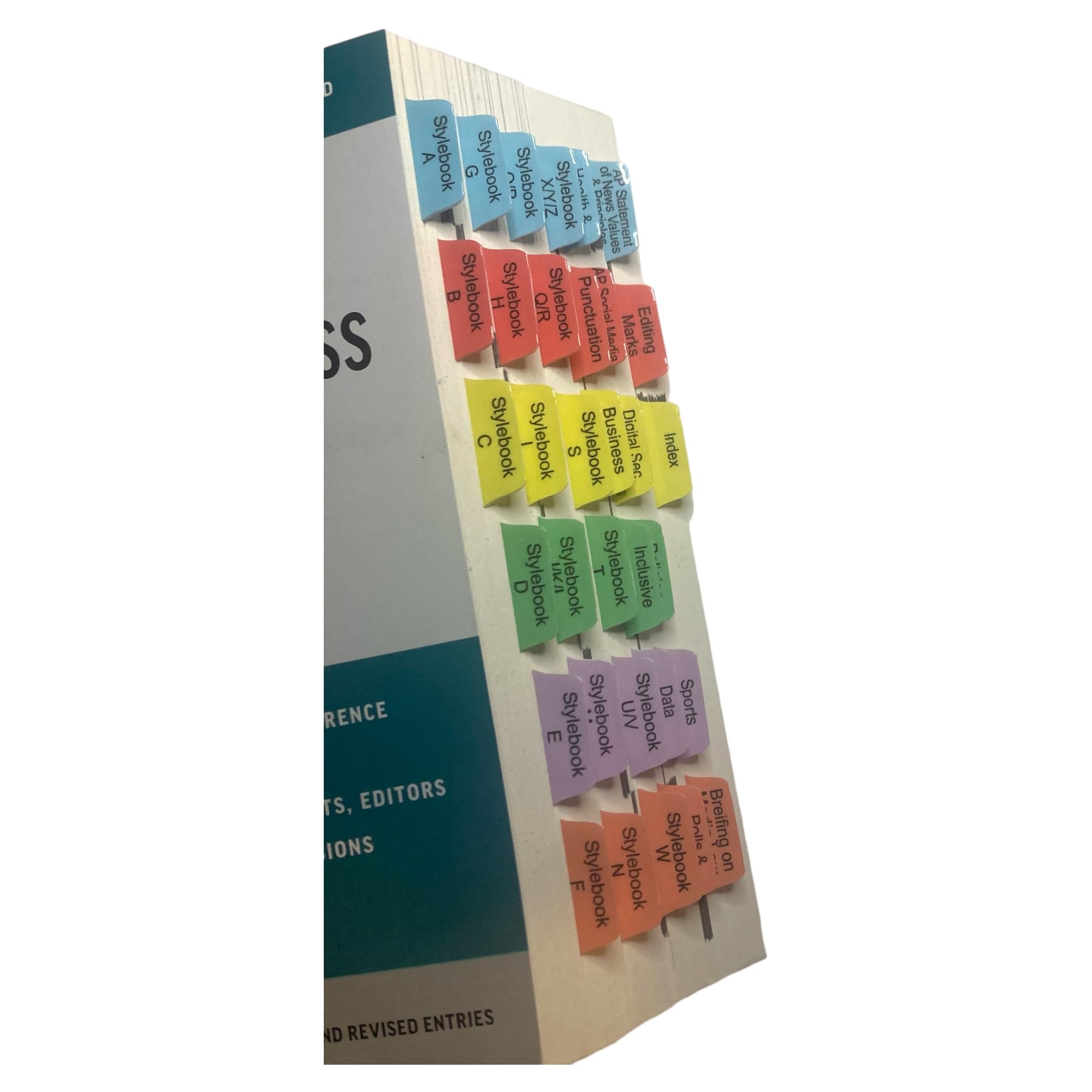 Book Tabs for The Associated Press Stylebook: 2024-2026 57th Edition. Laminated, Color-Coded, and Repositionable (Book not Included)