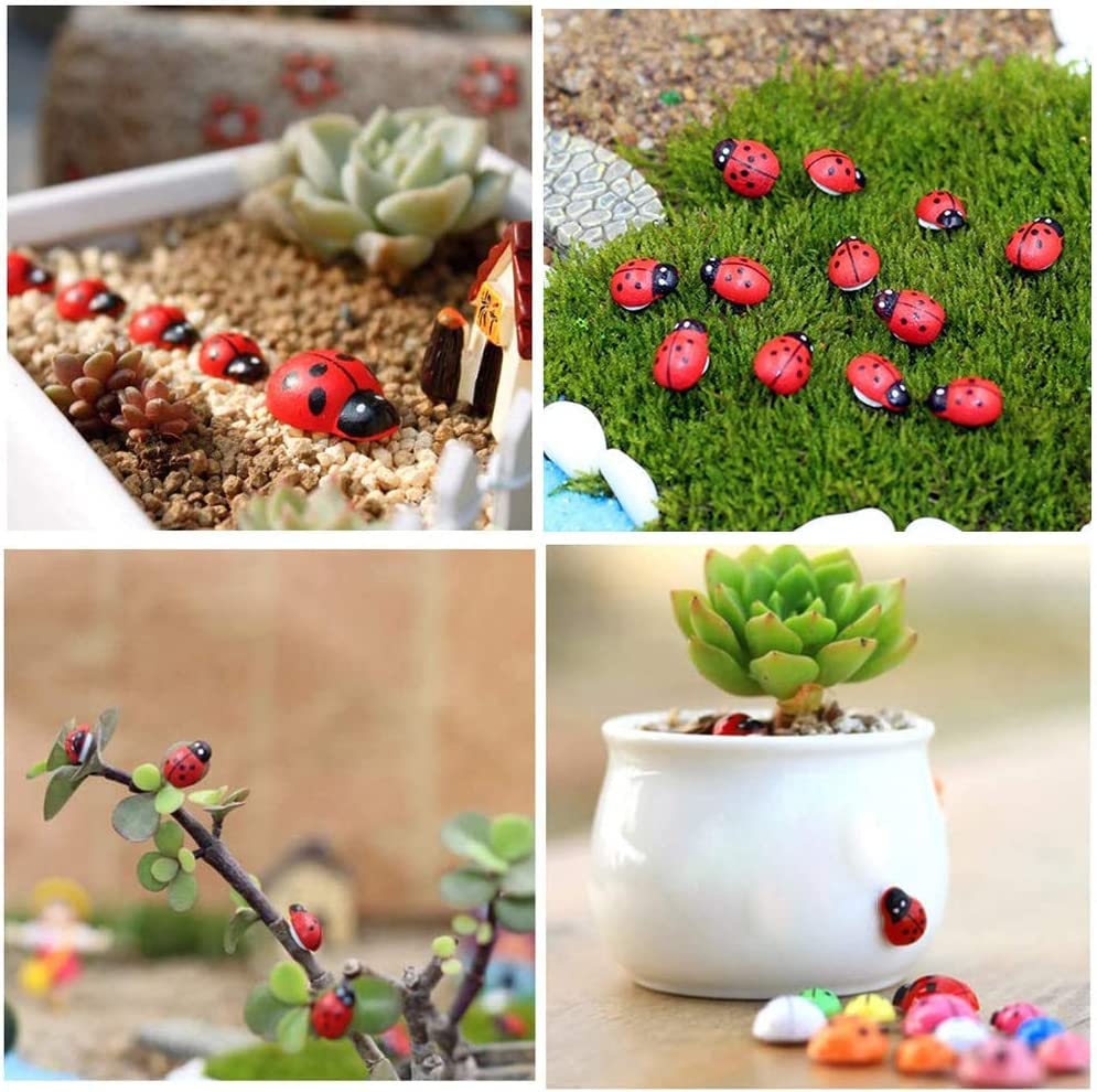 Coccinelles En Bois Autocollantes - Lot De 100 - 9x13mm - Pour DIY, Scrapbooking, Décoration