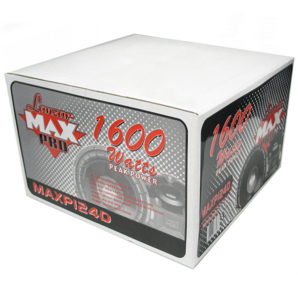 LANZAR MAXP124D Sub woofer subwoofer 30,00 cm 12" 300 mm dvc 4+4 Ohm 800 Watt rms 1600 Watt MAX Doble Bobina de 4 + 4 Ohm dvc Dual Voice Coil, 1 Pieza