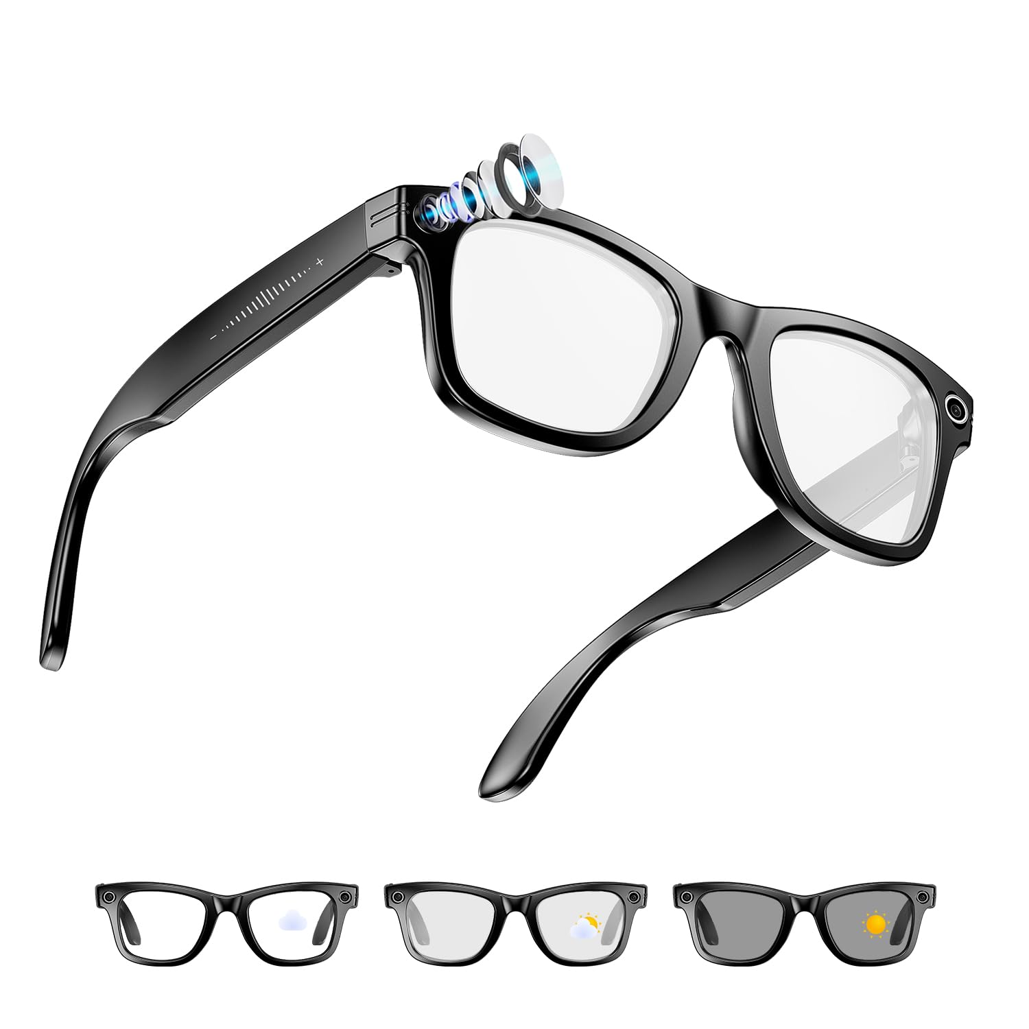 AI Smart Glasses - Cámara 4K HD de 290 mAh, 800 W, con grabación de vídeo, traducción simultánea/identificación de Objetos GPT, Lentes fotocromáticas