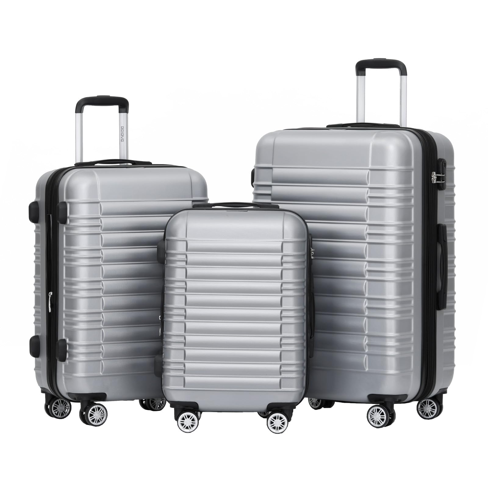 BEIBYE 2088 Hartschalenkoffer aus ABS mit 4 Zwillingsrollen, Reisekoffer Trolley mit Zahlenschloss und Teleskopgriff, Erweiterbarer Koffer M L XL oder Kofferset, Handgepäck 55 cm