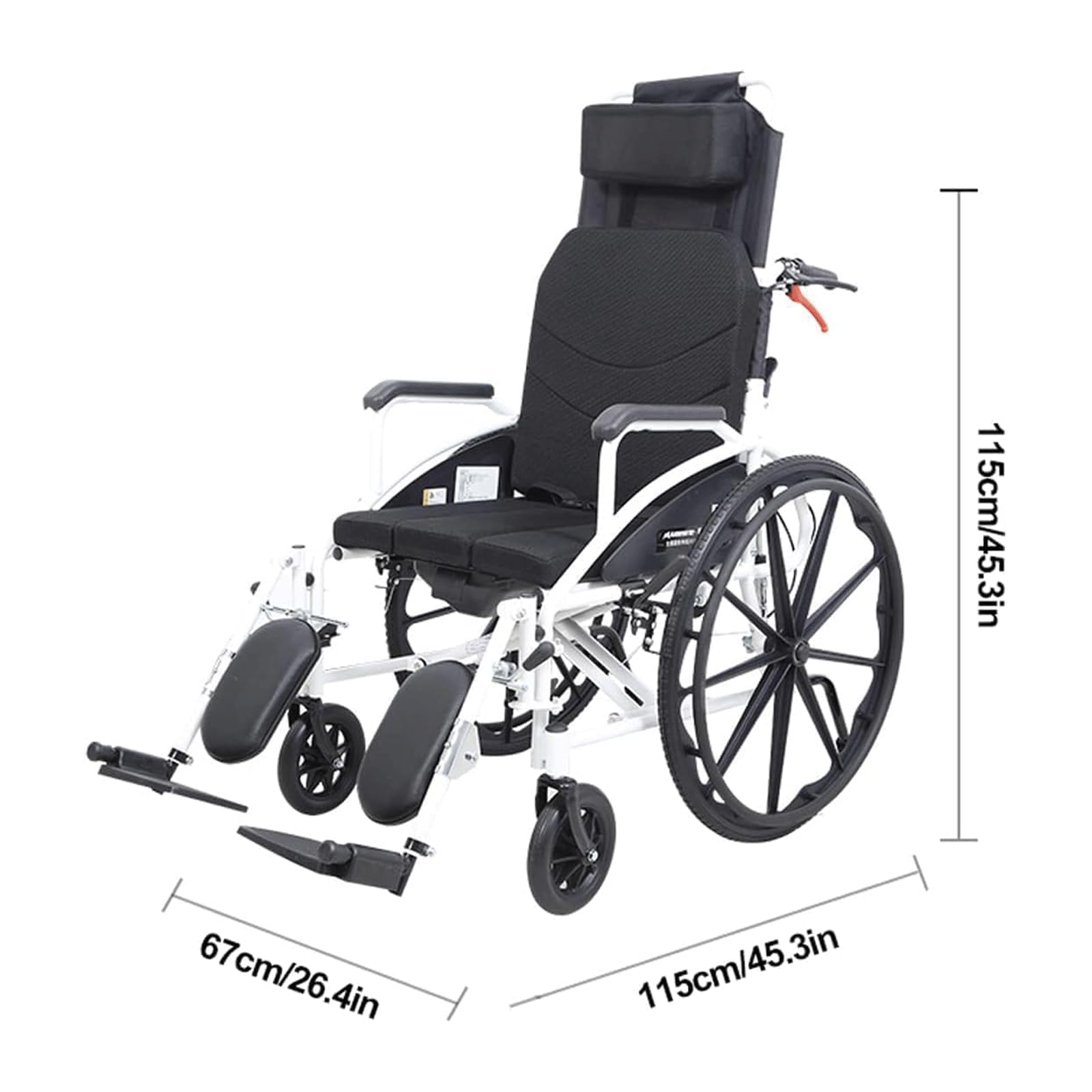 Sillas de Ruedas Ligeras Sillas de Ruedas de Aluminio con Respaldo Alto Reposacabezas extraíble Sillas de Ruedas reclinables para Transporte Sillas de Ruedas de Viaje